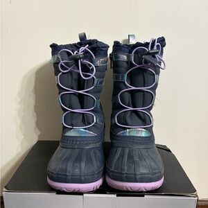 Khombu Navy and Iridescent Kids' Snow Boots